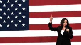 FILE - Then-Democratic presidential candidate Sen. Kamala Harris, D-Calif., talks during her first campaign organizing event at Los Angeles Southwest College in Los Angeles, May 19, 2019.