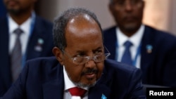 FILE - Somalia's President Hassan Sheikh Mohamud looks on during a meeting at the U.S.-Africa Leaders Summit 2022 in Washington, Dec. 13, 2022. 