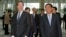 Britain's Chancellor of the Exchequer George Osborne (l) and Industrial and Commercial Bank of China Ltd (ICBC) Chairman Jiang Jianqing during his visit to the ICBC headquarters in Beijing, Oct. 15, 2013. 