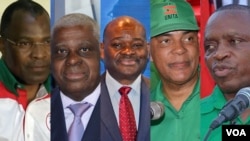 Candidatos à liderança da UNITA em 2019: José Katchiungo, Alcides Sakala, Raul Danda (falecido), Adalberto Costa Jr. e Kamalata Numa