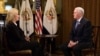 U.S. Vice President Mike Pence (R) is seen being interviewed by VOA contributor Greta Van Susteren in the vice president's ceremonial office in the Executive Office Building in Washington, Jan. 3, 2018. (Source: Twitter - @VP)