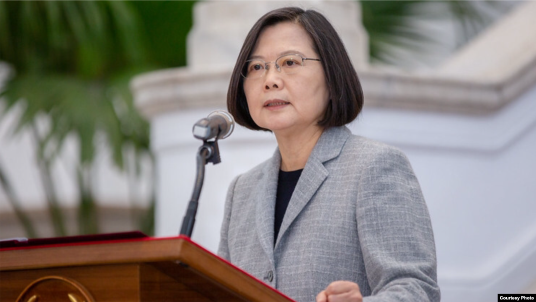 蔡英文2020年4月1日在記者會上發表講話。 (台灣總統府提供)