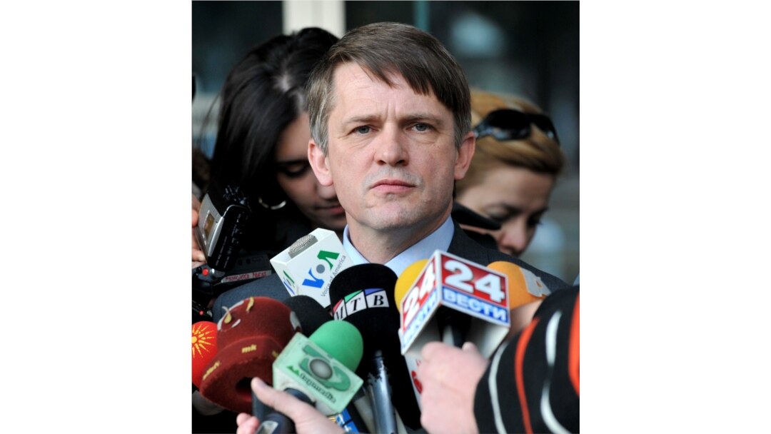 FILE - U.S. Assistant Secretary for International Security and Nonproliferation Thomas Countryman talks to the media at the government building in Skopje, Macedonia, February 2011.