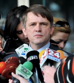 FILE - U.S. Assistant Secretary for International Security and Nonproliferation Thomas Countryman talks to the media at the government building in Skopje, Macedonia, February 2011.