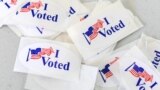 I VOTED stickers are seen at a polling station on the campus of the University of California, Irvine, on November 6, 2018 in Irvine, California on election day. 