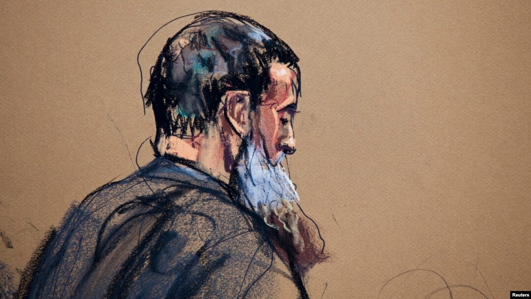 Sketsa gambar tersangka teroris Libya, Abu Anas al-Libi saat hadir di pengadilan di New York (15/10).