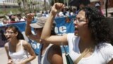 Protesters chant as they call for the release of Bertha Avila Medrano, in jail and is facing deportation on immigration charges by Immigration and Customs Enforcement, Phoenix, Arizona, May 29, 2013.