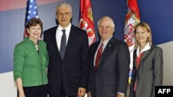 Predsednik Tadić sastao se sa senatorima SAD Benom Kardinom i Džin Šahin, koji učestvuju na godišnjem zasedanju skupštine OEBS-a u Beogradu.