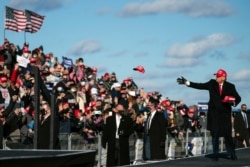 President Donald Trump arrives for a campaign rally at Wilkes-Barre Scranton International Airport, Nov. 2, 2020, in Avoca, Pennsylvania.