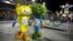 Olympic mascots are seen at the Sambadrome in Rio de Janeiro's Sambadrome, Feb. 7, 2016. 