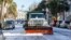 A snowplow clears Broad Street after a winter storm dropped ice and snow on Charleston, South Carolina, Jan. 22, 2025.