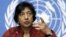 U.N. High Commissioner for Human Rights South African Navanethem Pillay gestures during a press conference at the European headquarters of the United Nations in Geneva (file)