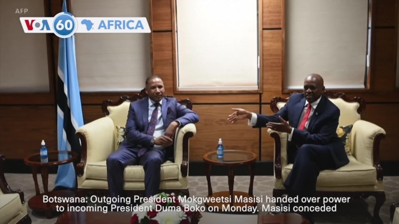 VOA60 Africa - Botswana: Outgoing President Masisi hands over power to incoming President Boko