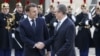 France's President Emmanuel Macron welcomes Britain's Prime Minister Keir Starmer before an informal summit of European leaders to discuss the situation in Ukraine and European security at The Elysee Presidential Palace in Paris on Feb. 17, 2025.