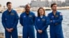 El astronauta de la Agencia Espacial Canadiense Jeremy Hansen (izq.) y los astronautas de la NASA Victor Glover, Christina Koch y Reid Wiseman asisten a una conferencia de prensa sobre la cápsula de prueba del Orion, en San Diego, California, el 28 de febrero de 2024.