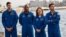 El astronauta de la Agencia Espacial Canadiense Jeremy Hansen (izq.) y los astronautas de la NASA Victor Glover, Christina Koch y Reid Wiseman asisten a una conferencia de prensa sobre la cápsula de prueba del Orion, en San Diego, California, el 28 de febrero de 2024.