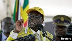 Zimbabwe's President Robert Mugabe addresses supporters at the elective congress in Harare, Zimbabwe, Dec. 4, 2014.