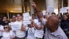 Demonstrators protest outside the CNE headquarters in Caracas, Venezuela, October 1, 2026.  "The infrastructure has to be replaced in order for these elections to be valid," said Secretary Rubio.   