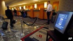 Sistema de registro en el hotel Marriott Marquis de Times Square