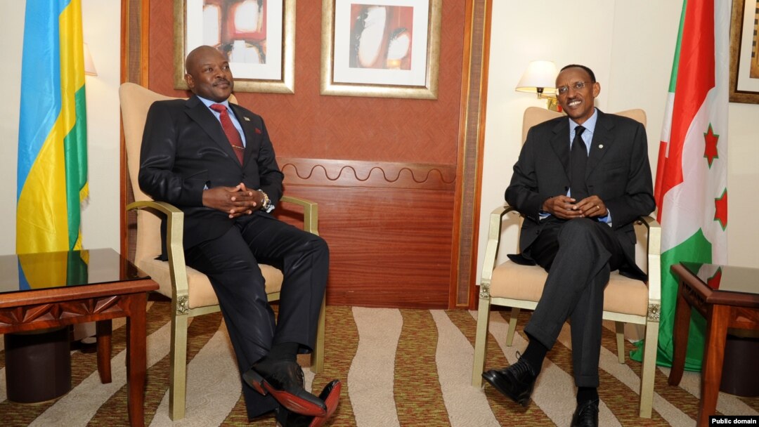 Perezida Paul Kagame w'u Rwanda na Pierre Nkurunziza w'Uburundi