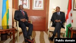 Perezida Paul Kagame w'u Rwanda na Pierre Nkurunziza w'Uburundi