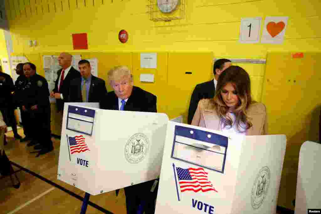 Republican presidential nominee Donald Trump and his wife Melania Trump