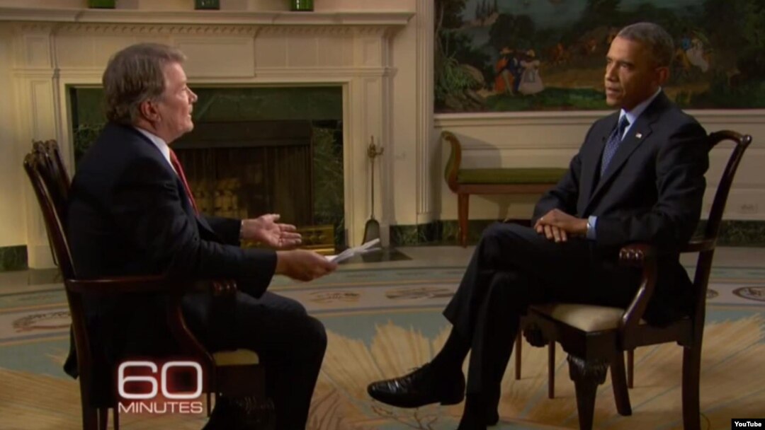 Presiden AS Barack Obama (kanan) dalam wawancara yang ditayangkan pada program “60 Minutes” stasiun televisi CBS Minggu malam (11/10).