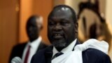 South Sudan's opposition leader Riek Machar speaks during a briefing ahead of his return to South Sudan as vice president, in Ethiopia's capital Addis Ababa April 9, 2016. 