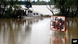 Poplavljeni koš uz obalu Save u Sremskoj Mitrovici, 17. maja 2014.