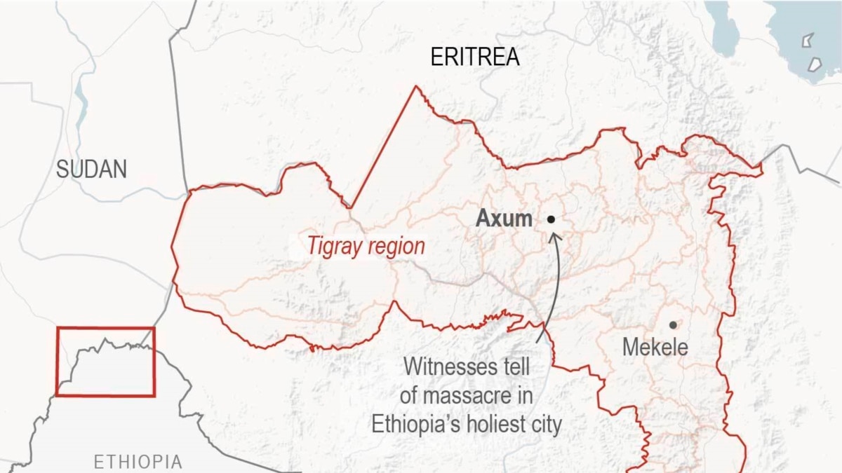 Tigray Map With Cities Amnesty Report Describes Axum Massacre In Ethiopia's Tigray