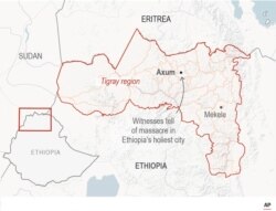 Map locates Axum, Ethiopia.