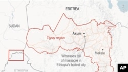 Map locates Axum, Ethiopia.