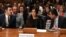Nadia Murad, (C), human rights activist, testifies during Senate Homeland Security and Governmental Affairs Committee hearing on Capitol Hill in Washington, June 21, 2016. 