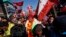 Supporters of Nepali Congress party take out a victory procession for their candidate K.C.Rajan after he defeated the Maoist candidate in Katmandu on Nov. 21, 2013. 