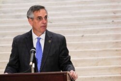 Georgia Secretary of State Brad Raffensperger speaks during a news conference, Nov. 20, 2020, in Atlanta.