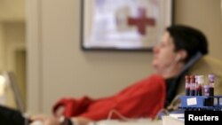 Bill Myers of Washington has blood platelets drawn at the American Red Cross Charles Drew Donation Center in Washington Feb. 16, 2016.