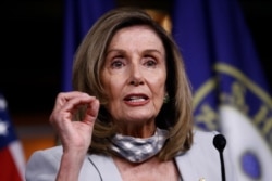 FILE - House Speaker Nancy Pelosi of California speaks during a news conference on Capitol Hill in Washington, August 13, 2020.