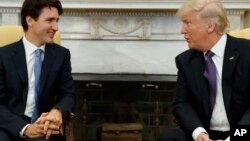 Le Premier ministre canadien Justin Trudeau et le président Donald Trump, à Washington, le 13 février 2017.