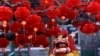 A dancer prepares for a lion dance performance at the Ditan Park Temple Fair in Beijing on Jan. 29, 2025, on the first day of the Lunar Year of the Snake.