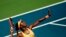 Sloane Stephens of the U.S. serves to Agnieszka Radwanska of Poland during the women's tennis match at day four of the Rogers Cup tennis tournament in Toronto, Canada. 