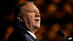 Secretary of State Mike Pompeo speaks at the Heritage Foundation's annual President's Club Meeting, Tuesday, Oct. 22, 2019, in Washington. (AP Photo/Patrick Semansky)