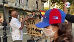 Manifestantes cubanos en Barcelona