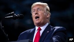 President Donald Trump speaks during a campaign rally at Kellogg Arena, Dec. 18, 2019, in Battle Creek, Mich.