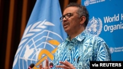 Direktur Jenderal Organisasi Kesehatan Dunia (WHO) Tedros Adhanom Ghebreyesus, menghadiri sidang Majelis Kesehatan Dunia ke-73 di tengah pandemi virus corona, di Jenewa, Selasa, 19 Maret 2020. 