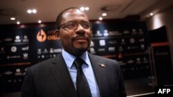 Le ministre Gabriel Mbaga Obiang Lima lors d'une conférence de presse au Cap, en Afrique du Sud, le 6 juin 2016.