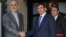 Iranian Foreign Minister Ali Akbar Salehi (L) and his Turkish counterpart Ahmet Davutoglu are seen before a meeting in Ankara, Turkey, August 7, 2012.
