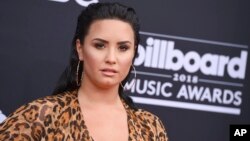 Demi Lovato arrives at the Billboard Music Awards at the MGM Grand Garden Arena on May 20, 2018, in Las Vegas. 