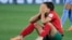 Morocco's Sakina Ouzraoui reacts following the Women's World Cup last-16 soccer match between France and Morocco in Adelaide, Australia, on Aug. 8, 2023.