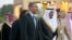 Saudi Arabia&#39;s Crown Prince Salman bin Abdulaziz Al Saud, escort President Barack Obama to his meeting with Saudi King Abdullah at Rawdat Khuraim, Saudi Arabia, March 28, 2014.