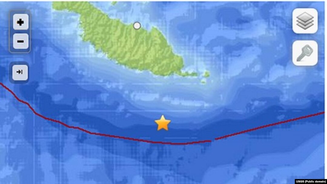 Peta gempa bumi yang menghantam Kepulauan Solomon, 12 April 2014. (peta USGS)